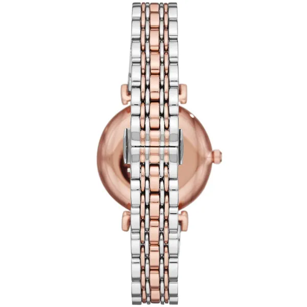 EMPORIO ARMANI Retro Two-Tone Stainless Steel White Dial Quartz Watch for Ladies - AR80035