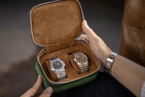 Ephesus Watch Case - Parchment Patina Green For 2 Watches