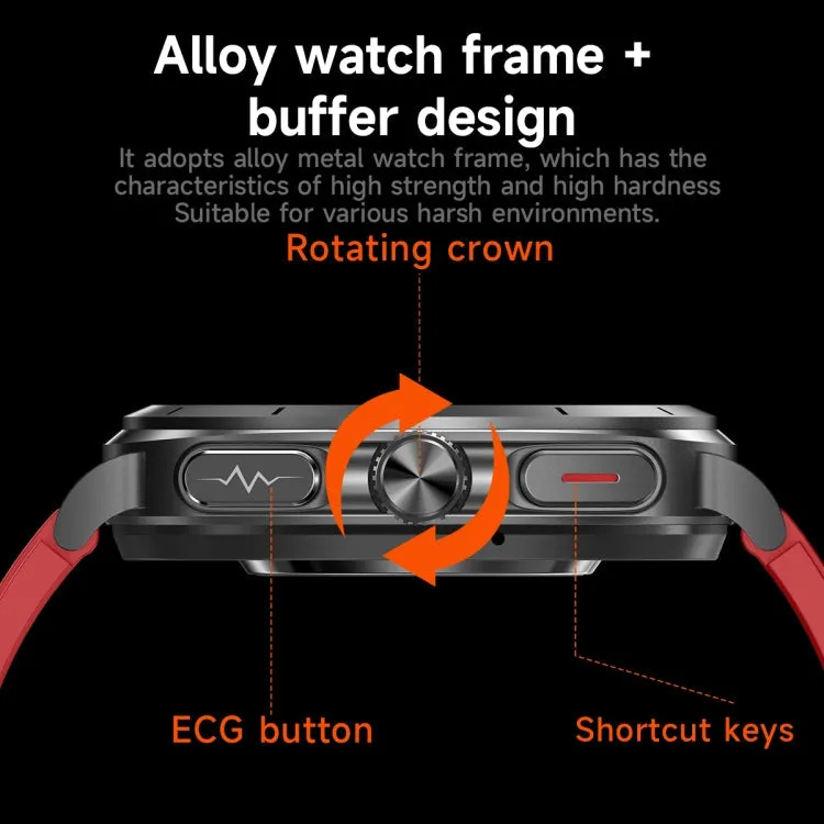 ET492 1.43 inch AMOLED Screen Leather Strap Smart Watch Supports ECG/Blood Sugar Monitoring(Black)