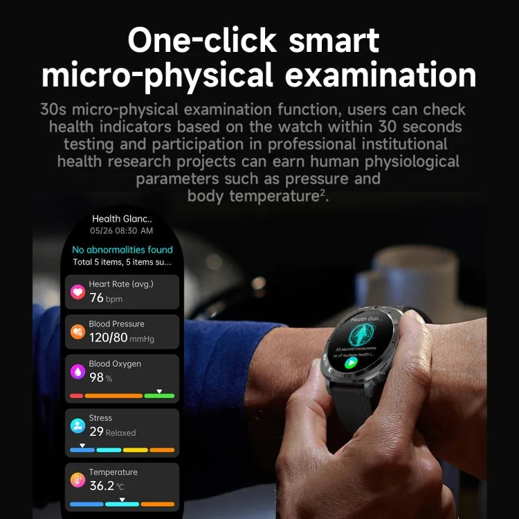 ET492 1.43 inch AMOLED Screen Silicone Strap Smart Watch Supports ECG/Blood Sugar Monitoring(Black)