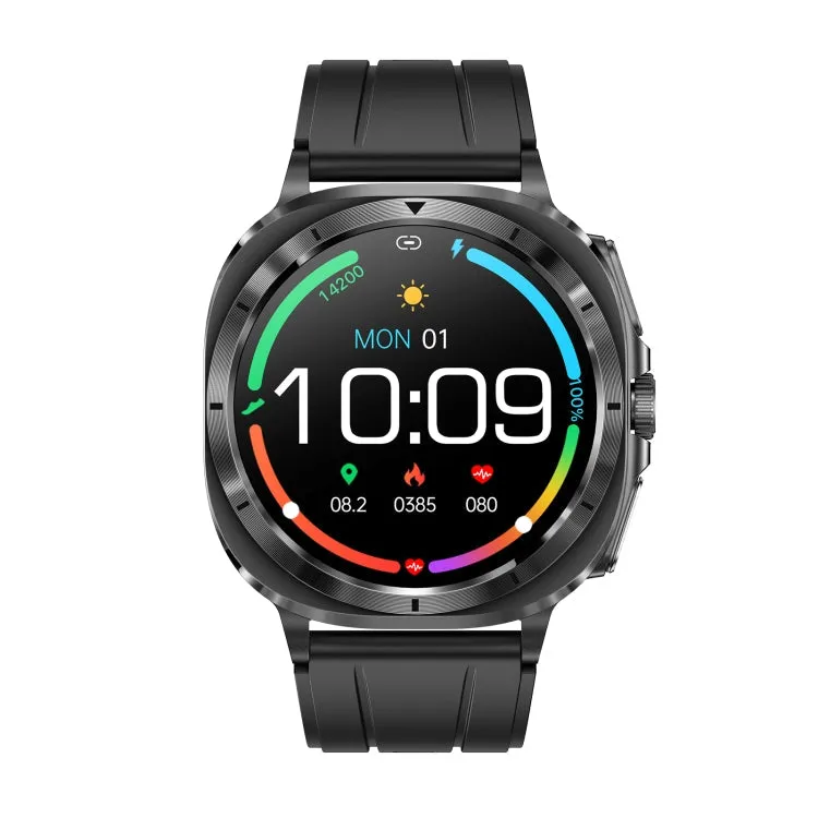 ET492 1.43 inch AMOLED Screen Silicone Strap Smart Watch Supports ECG/Blood Sugar Monitoring(Black)