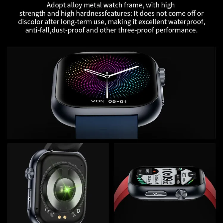 ET587 1.95 inch AMOLED Screen Smart Watch, ECG Electrocardiogram/Blood Sugar Monitoring(Black)