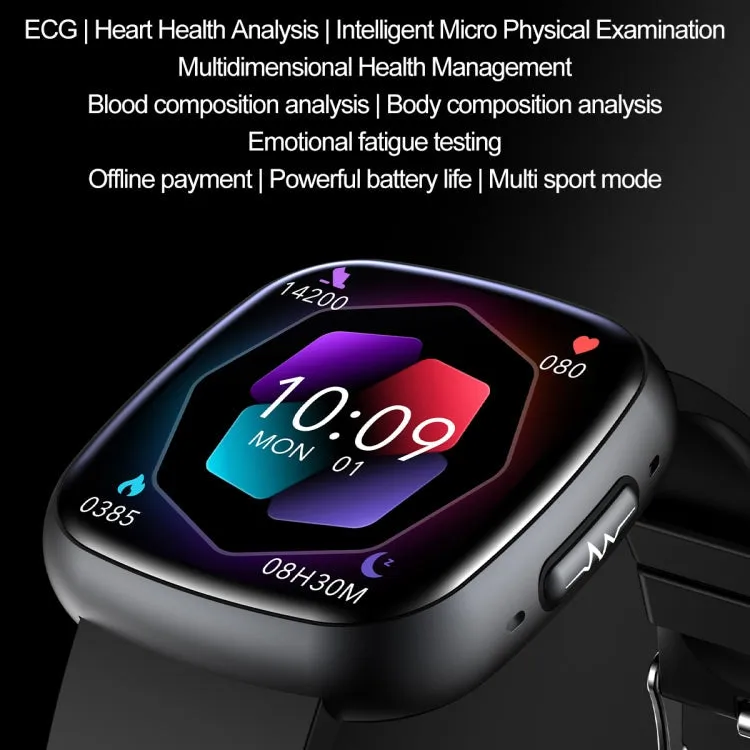 ET593 1.75 inch IPS Square Screen Smart Watch, ECG Electrocardiogram / Blood Sugar Monitoring(Blue)