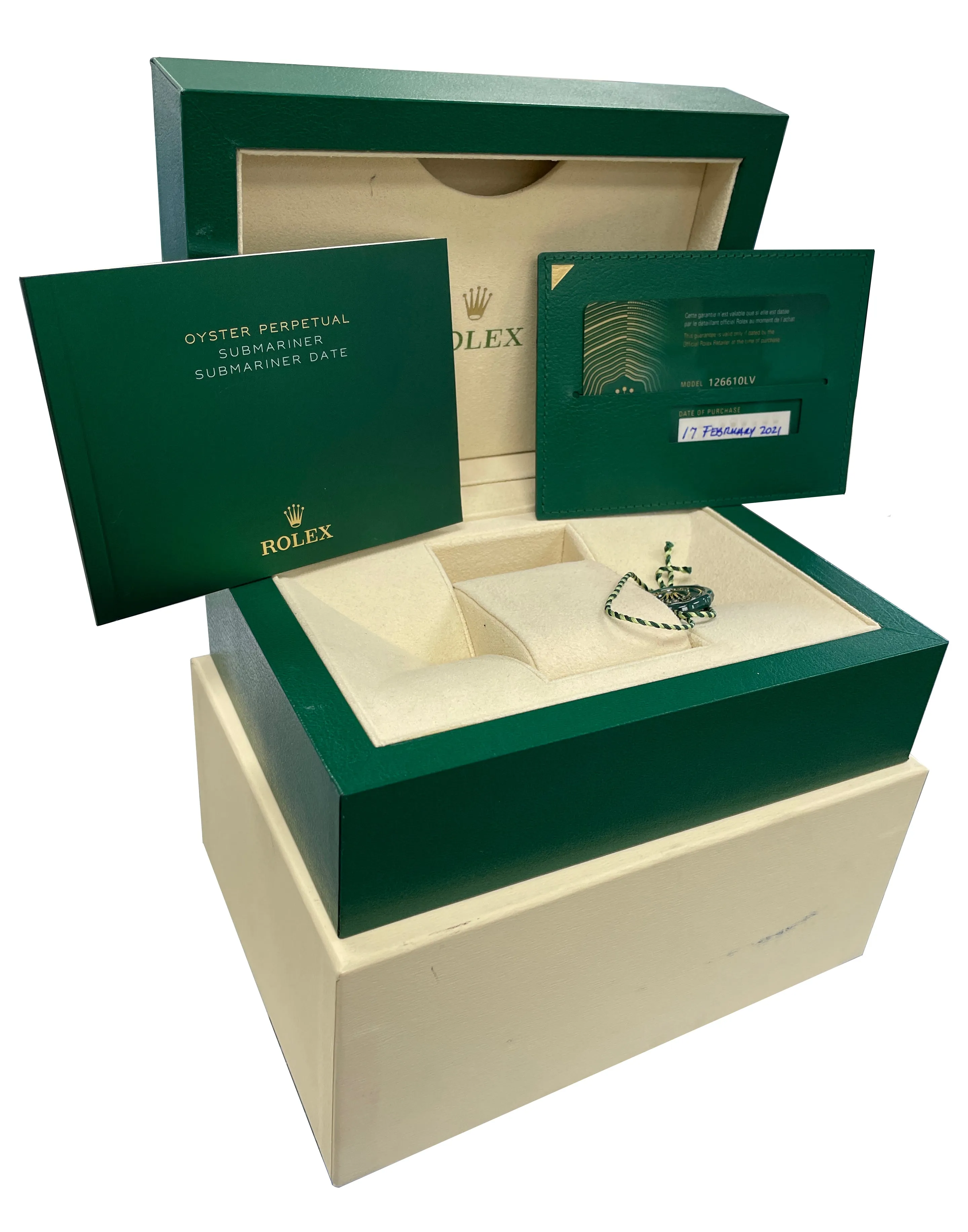 FEBRUARY 2021 Rolex Submariner 41mm Date GREEN KERMIT Ceramic Watch 126610 LV