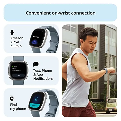Fitbit Versa 4 Fitness Watch (Waterfall Blue / Platinum Aluminium) with 6-Month Premium Membership