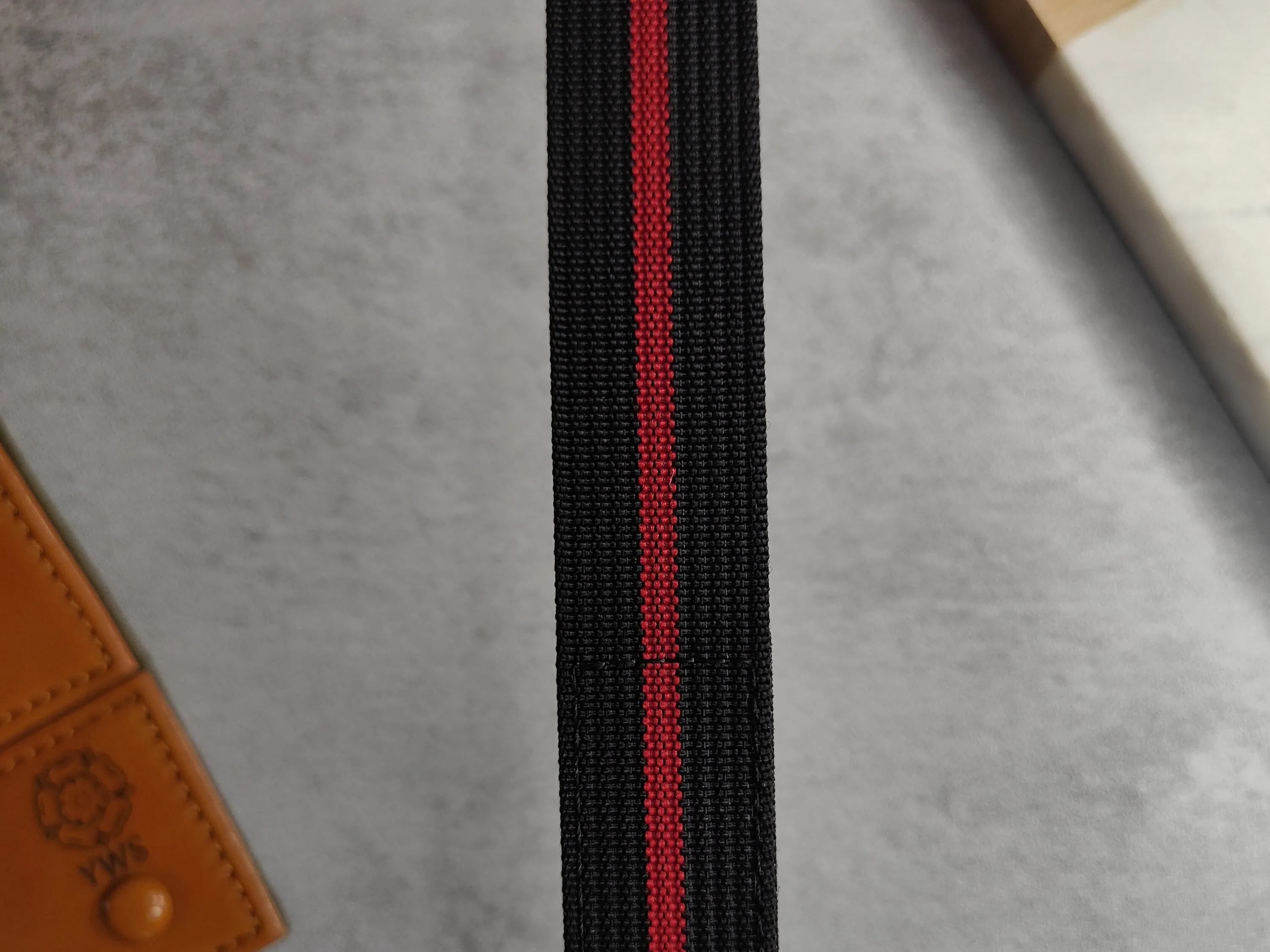 Fixed Lugs Premium Ribbed Ballistic Nylon Single Pass Hook And Loop Strap  - Black Red