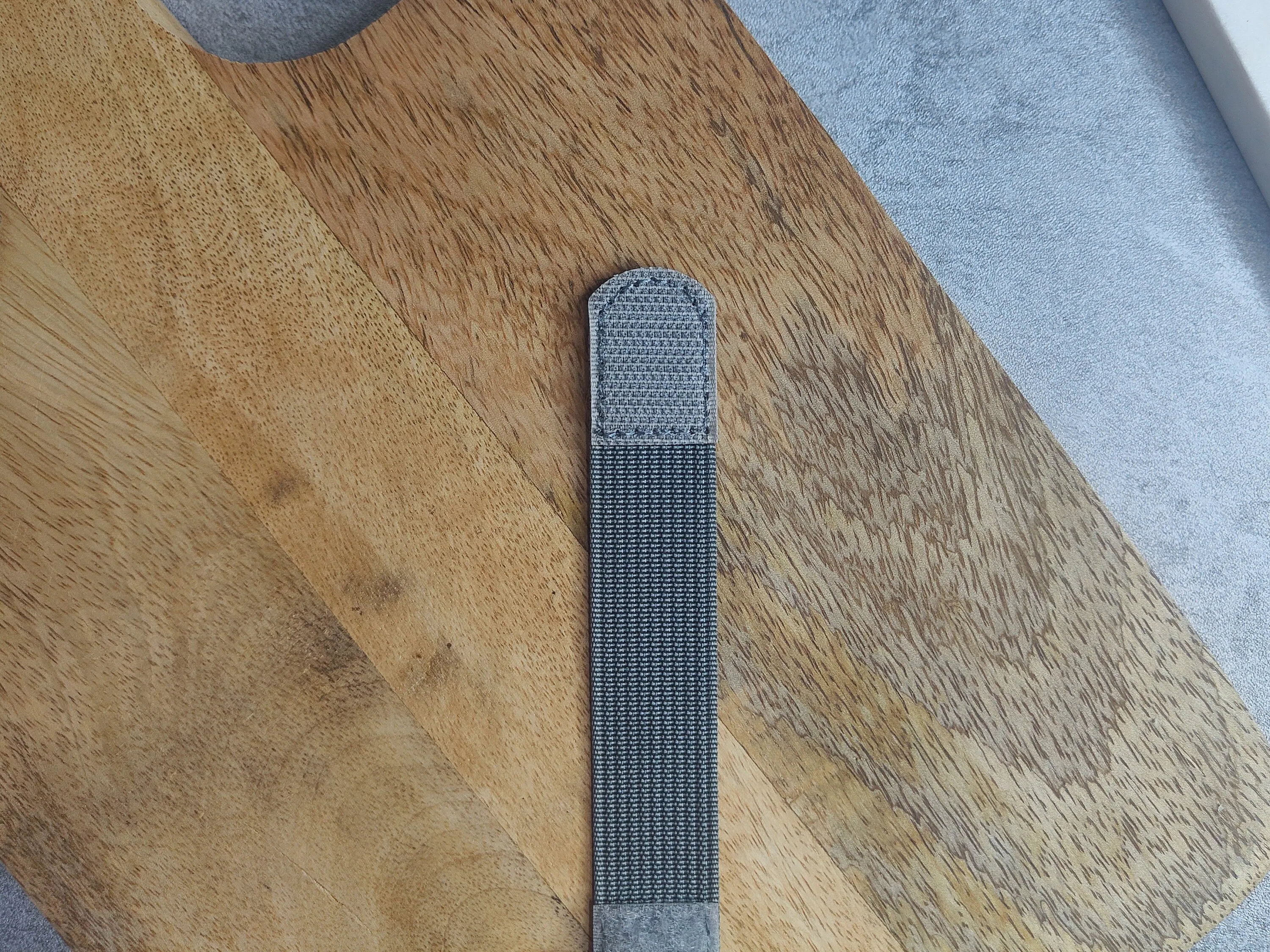 Fixed Lugs Premium Ribbed Ballistic Nylon Single Pass Hook And Loop Strap - Light Grey