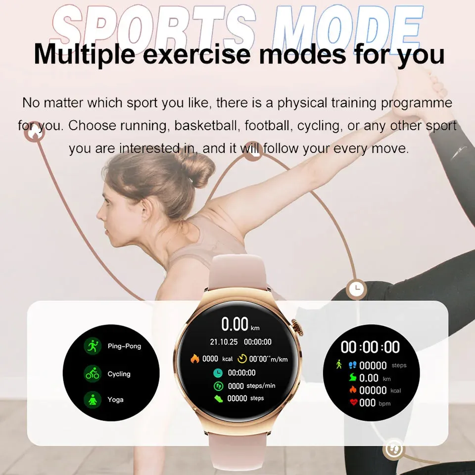 For Huawei GT4 Mini Smart Watch Woman Watch 4 AMOLED HD Screen Bluetooth Call GPS NFC Heart rate BloodSugar SmartWatch 2024 New