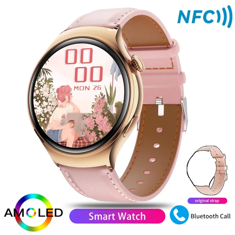 For Huawei GT4 Mini Smart Watch Woman Watch 4 AMOLED HD Screen Bluetooth Call GPS NFC Heart rate BloodSugar SmartWatch 2024 New