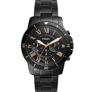 Fossil Grant Black Stainless Steel Black Dial Chronograph Quartz Watch for Gents - FS5374