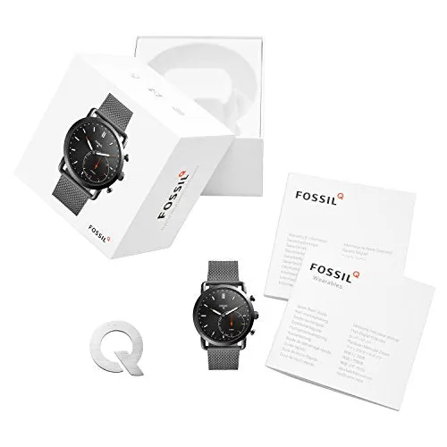 Fossil Hybrid Smartwatch - Q Commuter Smoke Stainless Steel FTW1161: Watches