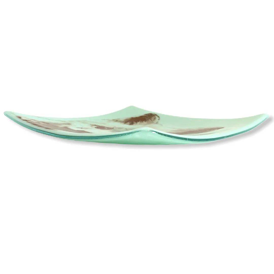 Fox Baby Tray 7.5" Mint Green Glass