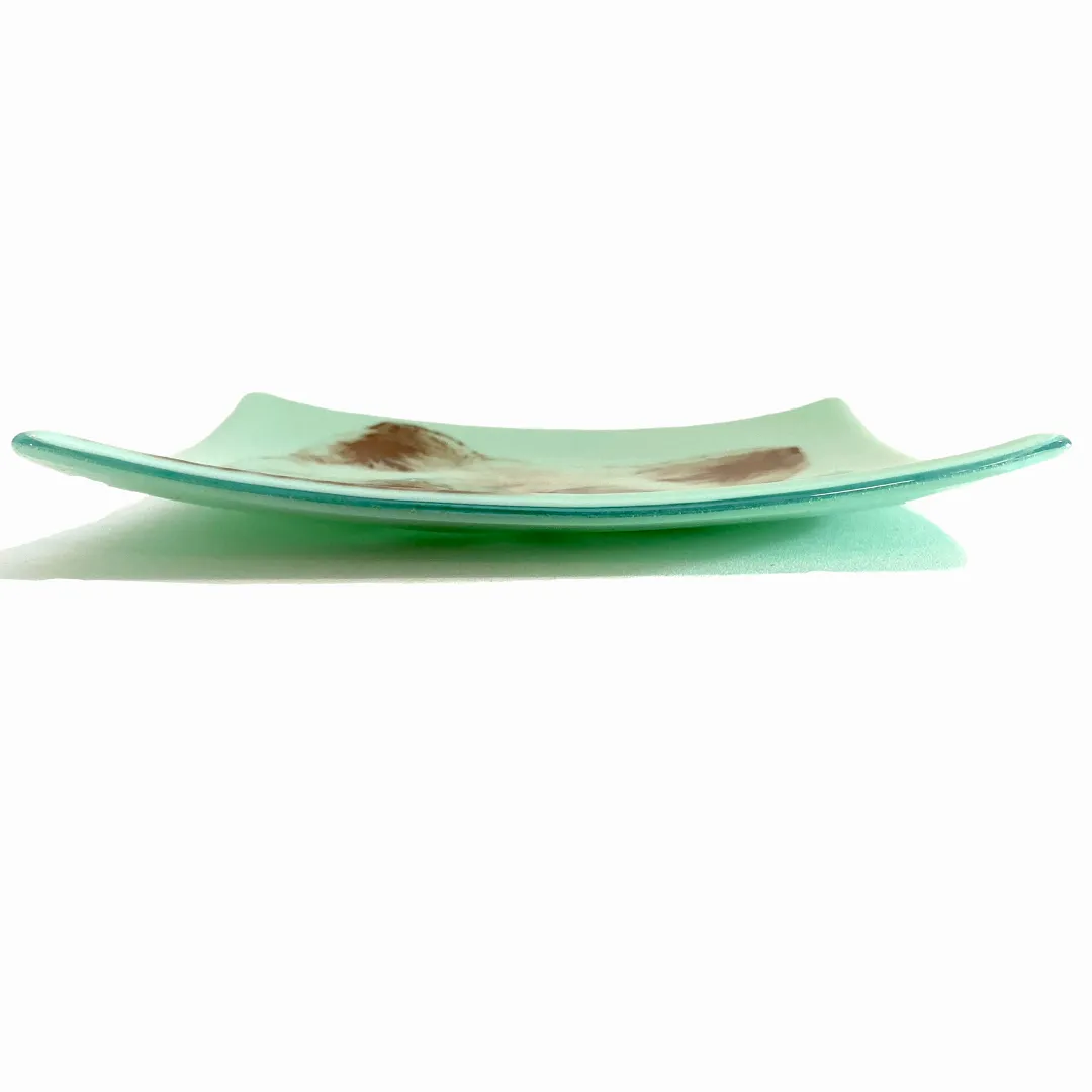 Fox Baby Tray 7.5" Mint Green Glass