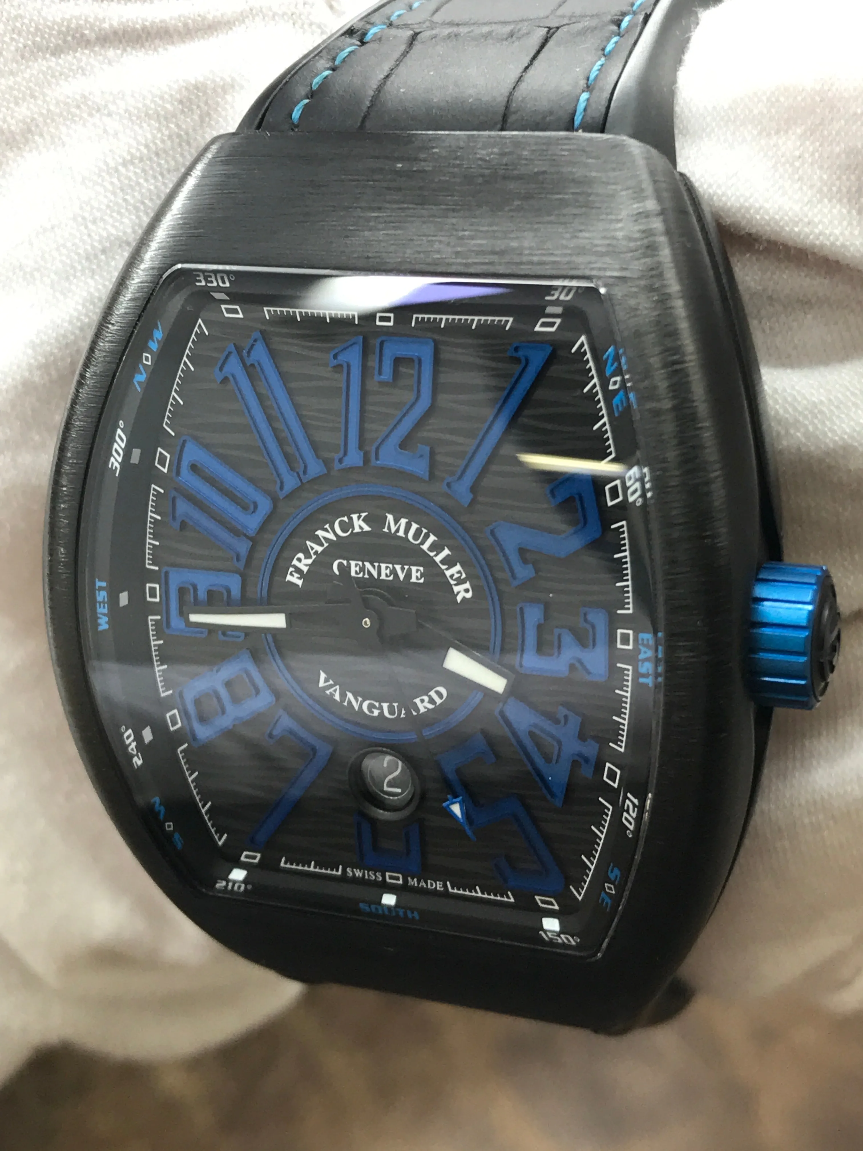 Franck Muller Vanguard V45SCDT Black & Blue Dial Automatic Men's Watch