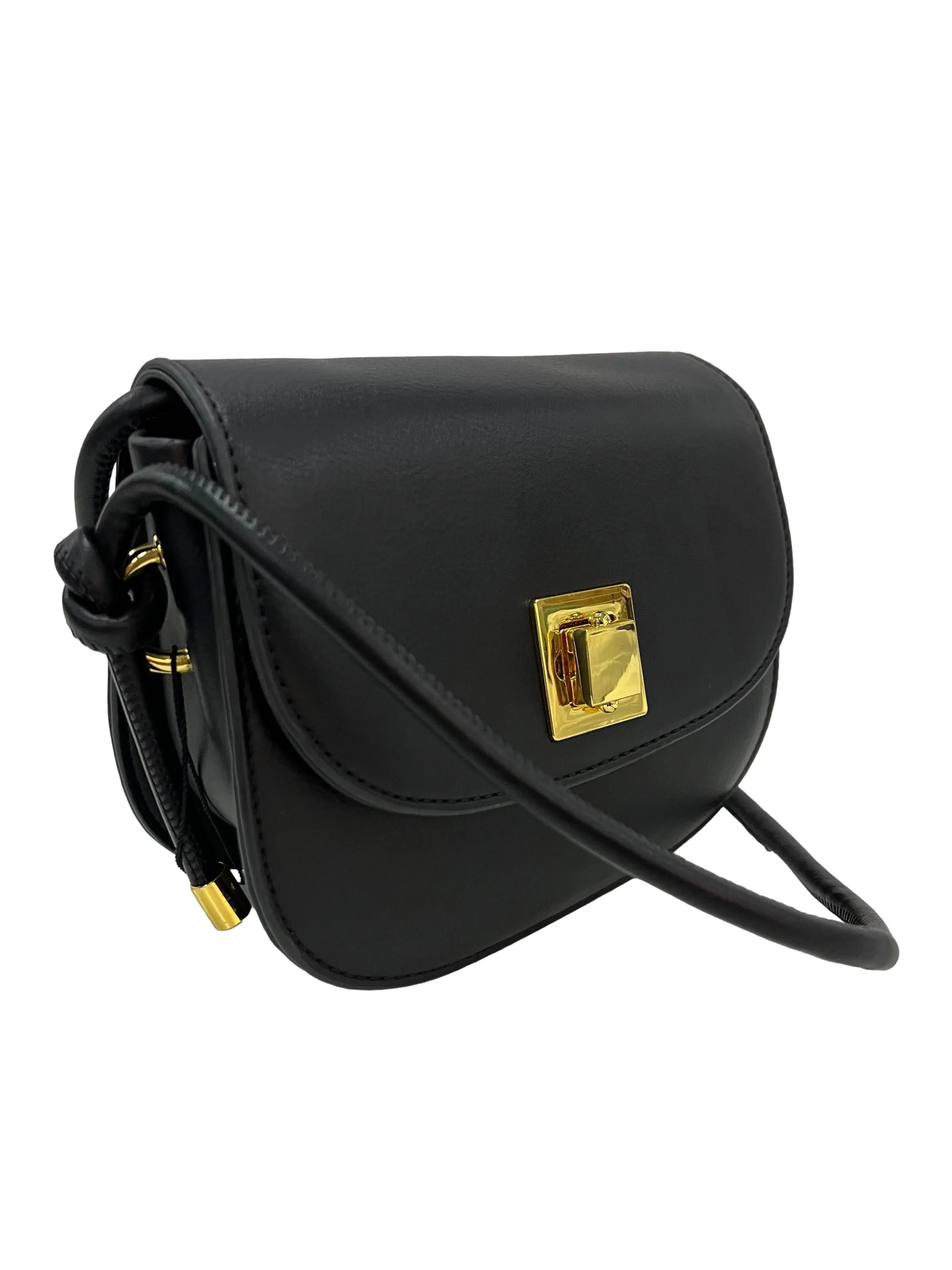 Front Flap Crossbody Bag - Black