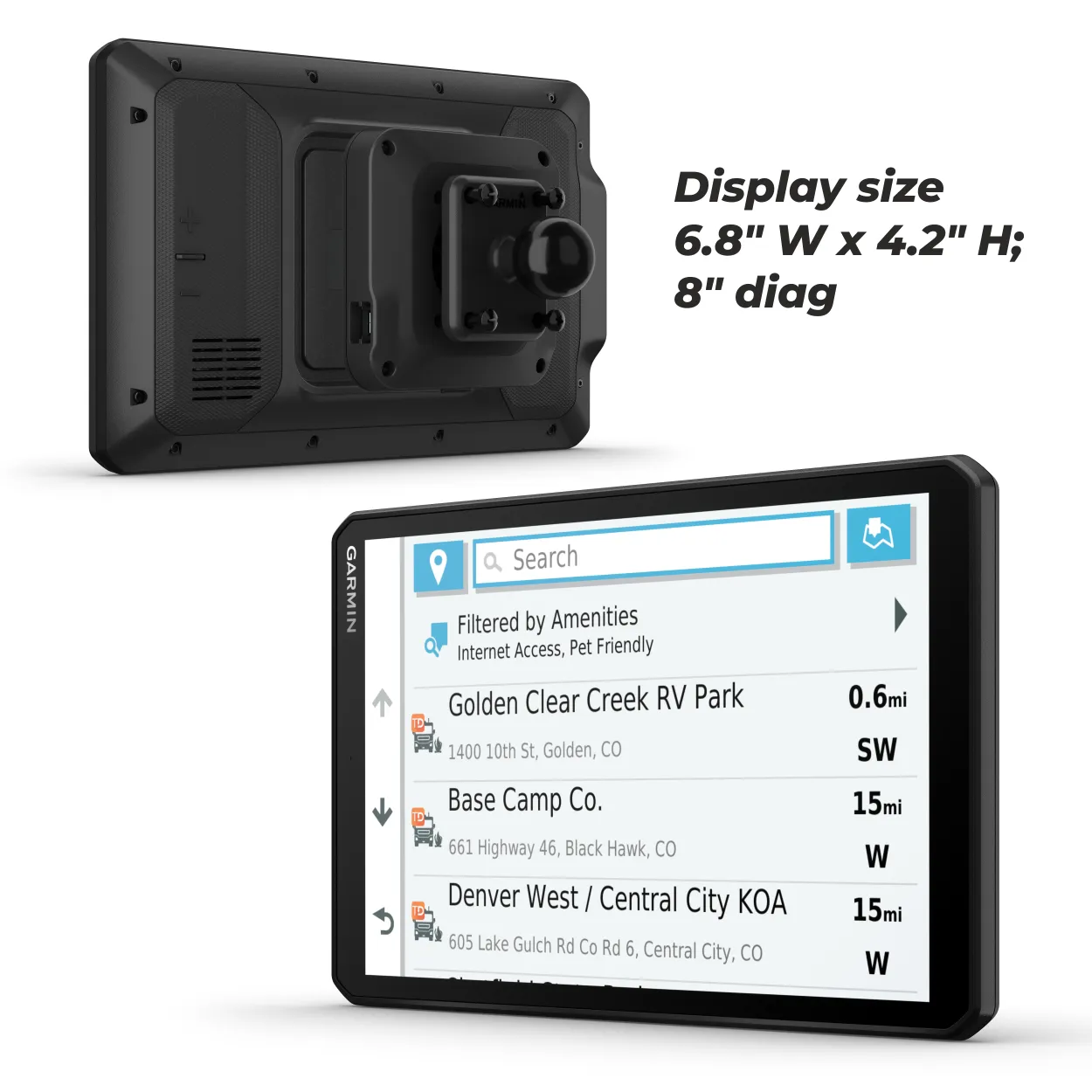 Garmin RV 890, GPS Navigator for RVs with Edge-to-Edge 8Ó Display, Preloaded Campgrounds with Wearable4U Power Pack Bundle