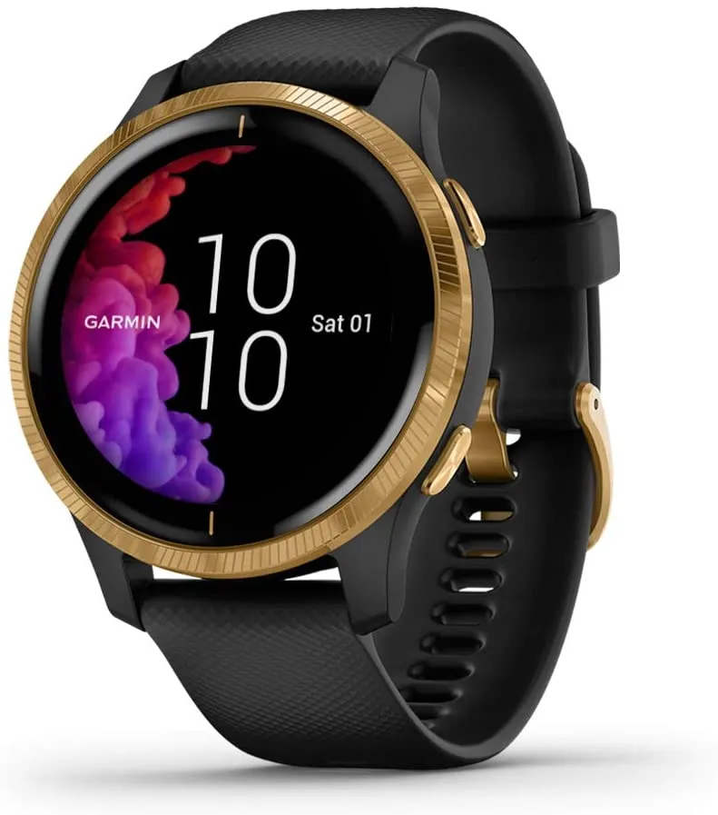 Garmin Venu, GPS Smartwatch with Bright Touchscreen Display, Features Music, Body Energy Monitoring, Animated Workouts, Pulse Ox Sensors and More, Granite Blue and Silver