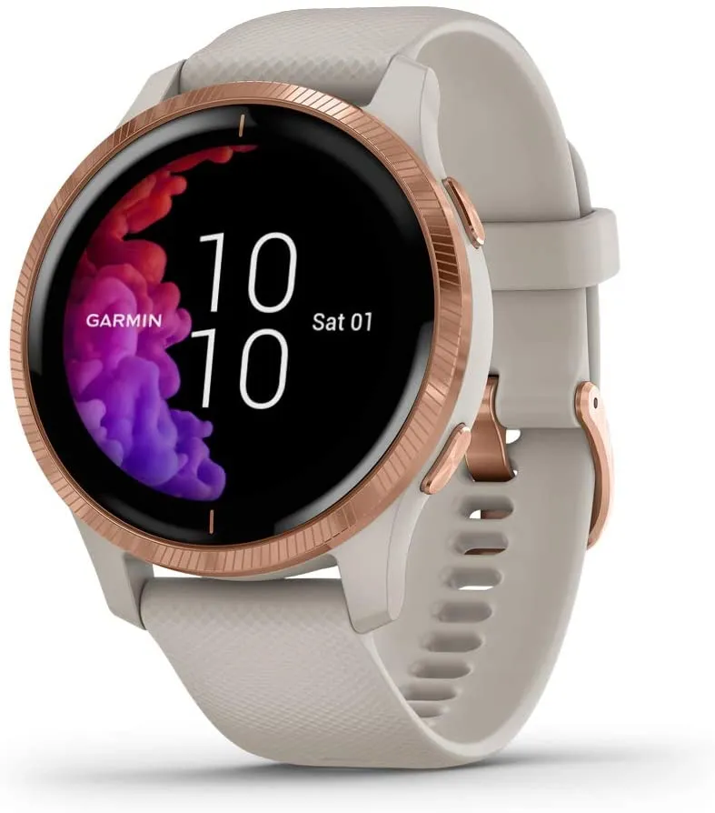 Garmin Venu, GPS Smartwatch with Bright Touchscreen Display, Features Music, Body Energy Monitoring, Animated Workouts, Pulse Ox Sensors and More, Granite Blue and Silver