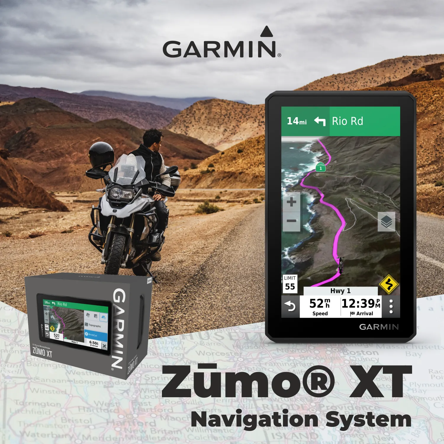 Garmin Zumo XT, All-Terrain Motorcycle GPS Navigation, 5.5-in Ultrabright and Rain-Resistant Display with Wearable4U Power Pack Bundle