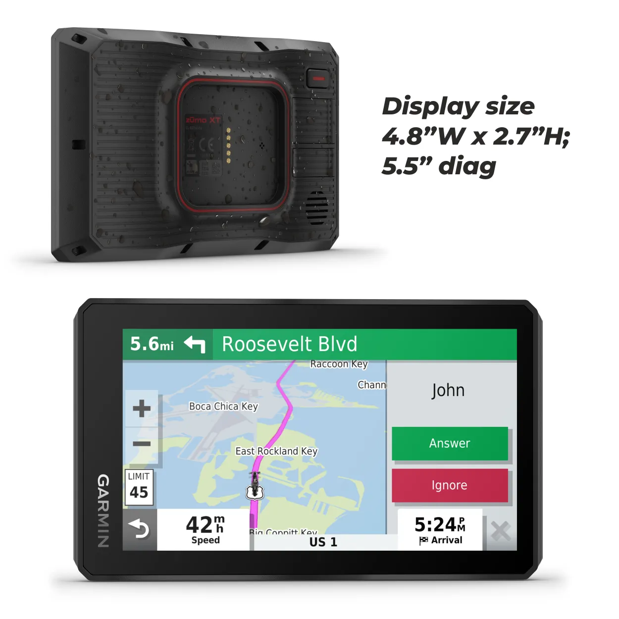Garmin Zumo XT, All-Terrain Motorcycle GPS Navigation, 5.5-in Ultrabright and Rain-Resistant Display with Wearable4U Power Pack Bundle
