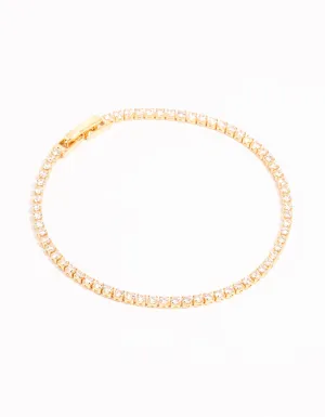 Gold Mini Round Cubic Zirconia Tennis Bracelet