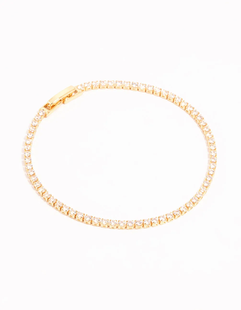 Gold Mini Round Cubic Zirconia Tennis Bracelet