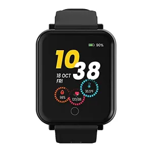 GOQii Smart Vital Plus 1.57'' Full Touch HD Display with SpO2, Body Temperature, Blood Pressure, Heart Rate, Women Care and 3 Months Personal Coaching (Black)