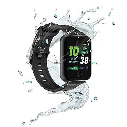 GOQii Smart Vital Plus 1.57'' Full Touch HD Display with SpO2, Body Temperature, Blood Pressure, Heart Rate, Women Care and 3 Months Personal Coaching (Black)