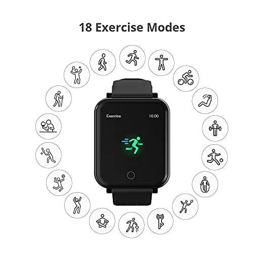 GOQii Smart Vital Plus 1.57'' Full Touch HD Display with SpO2, Body Temperature, Blood Pressure, Heart Rate, Women Care and 3 Months Personal Coaching (Black)