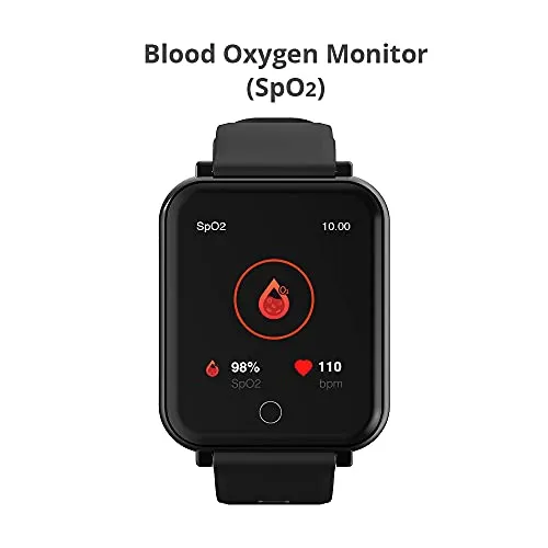 GOQii Smart Vital Plus 1.57'' Full Touch HD Display with SpO2, Body Temperature, Blood Pressure, Heart Rate, Women Care and 3 Months Personal Coaching (Black)