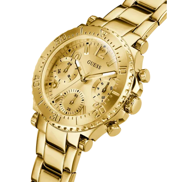 Guess Cosmic Gold Stainless Steel Gold Dial Chronograph Quartz Watch for Ladies - GW0465L1