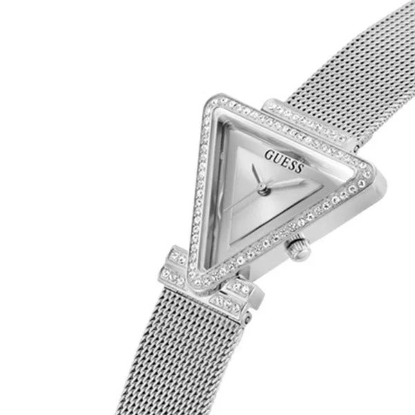 Guess Fame Silver Mesh Bracelet Silver Dial Quartz Watch for Ladies - GW0508L1