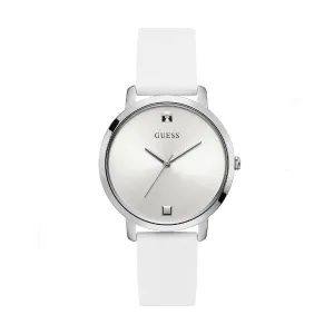 Guess Nova White Silicone Strap Silver Dial Quartz Watch for Ladies - W1210L1