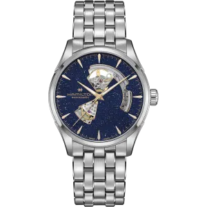Hamilton Jazzmaster Open Heart Midnight Blue with Gold Dust Auto on Bracelet 42mm