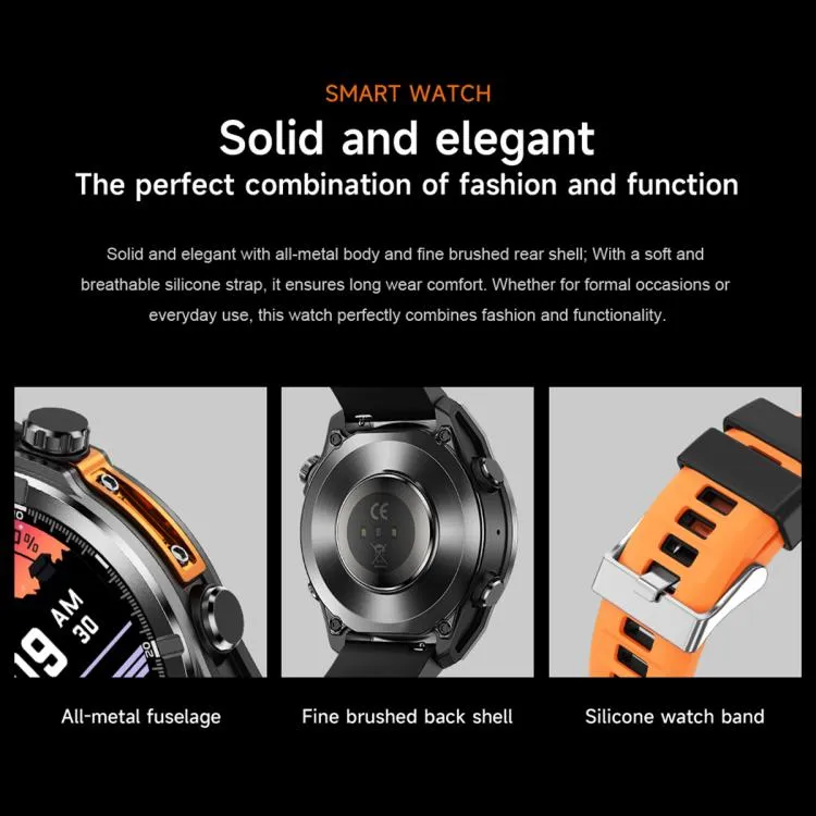HD300 1.43 inch AMOLED Screen Silicone Strap Sports Smart Watch Supports Blood Oxygen Detection(Black)