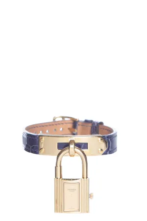 Hermès Blue Croc Kelly Watch