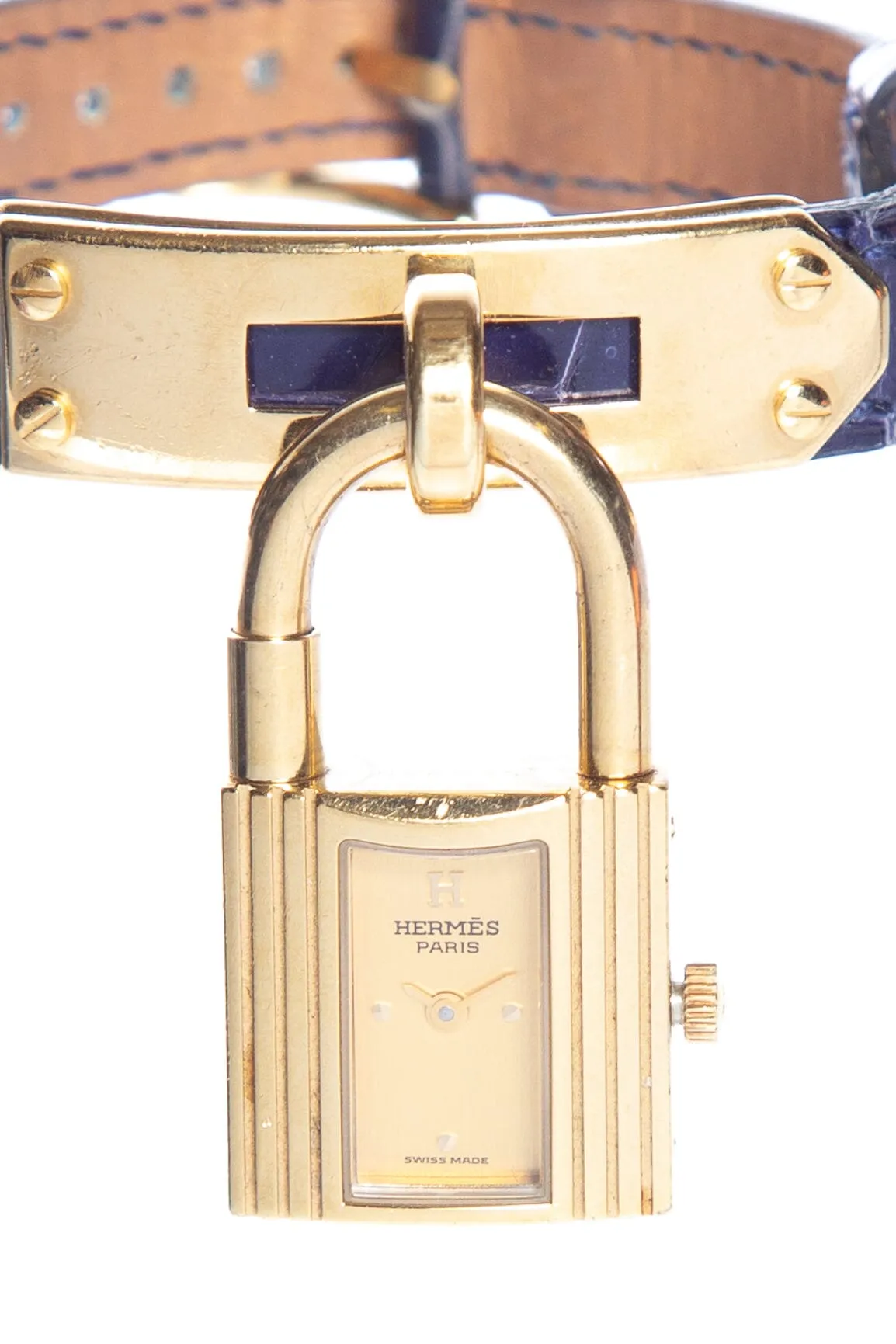 Hermès Blue Croc Kelly Watch