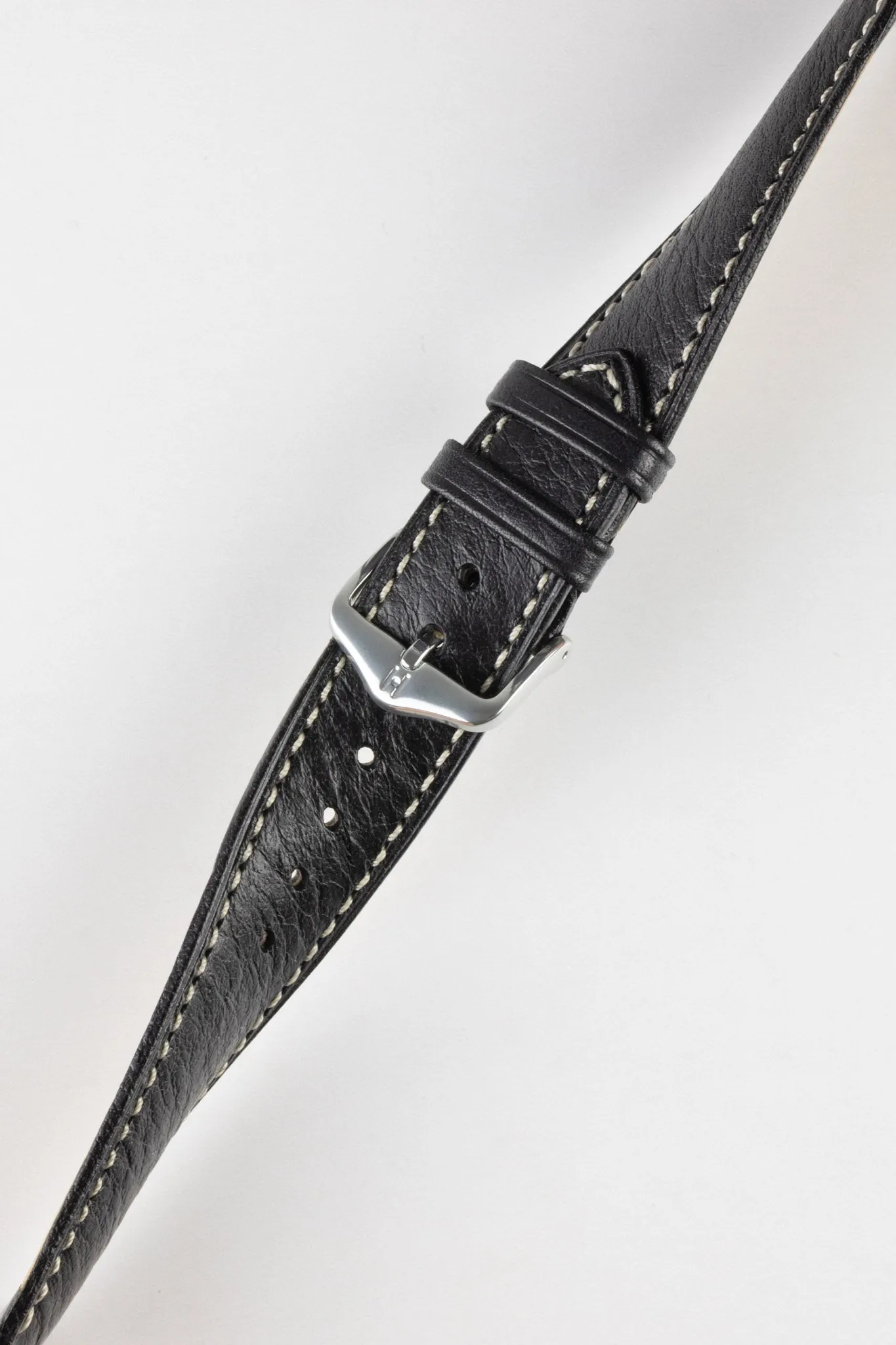 Hirsch BOSTON NQR Buffalo Calfskin Leather Watch Strap in BLACK