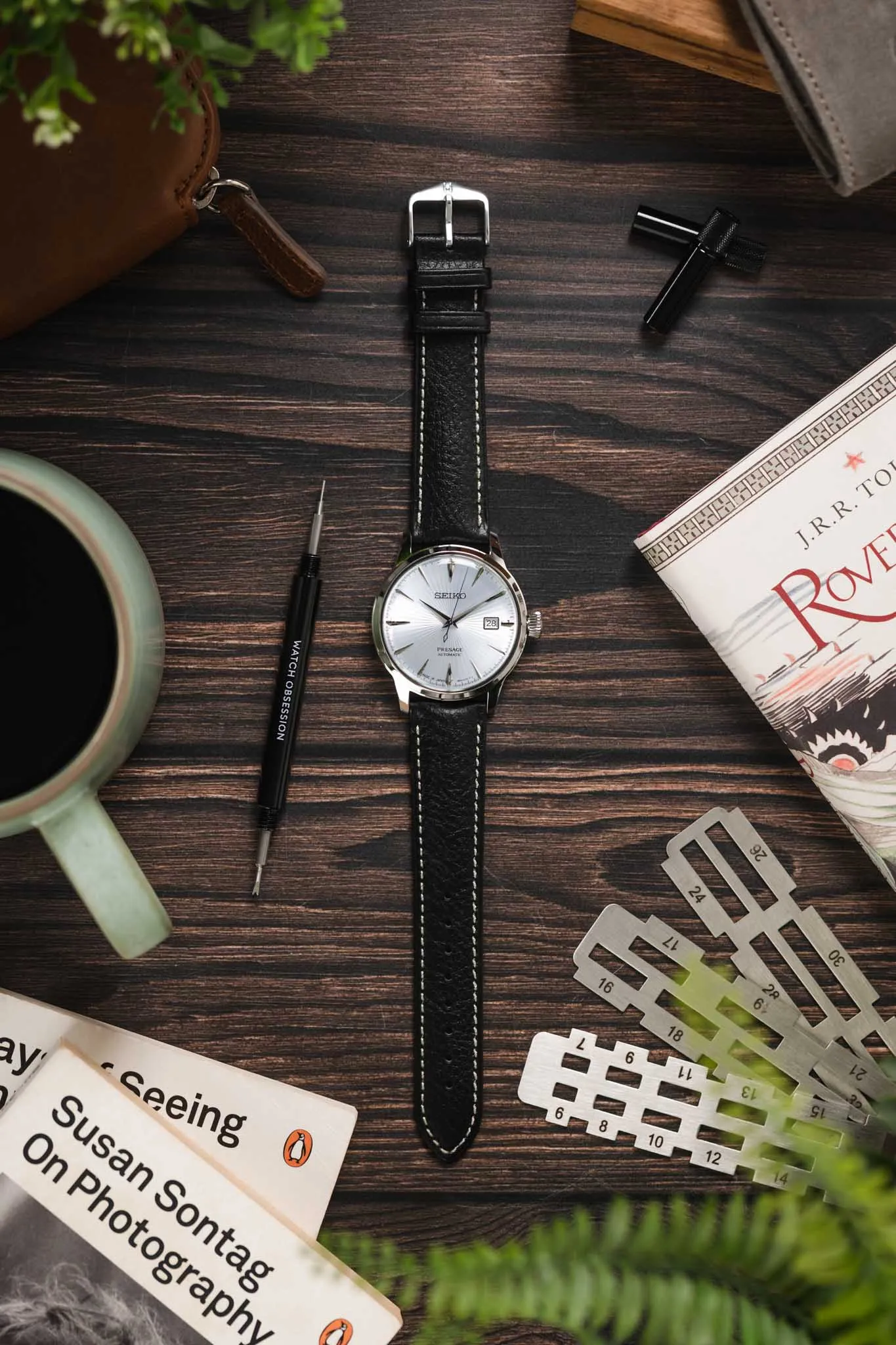 Hirsch BOSTON NQR Buffalo Calfskin Leather Watch Strap in BLACK