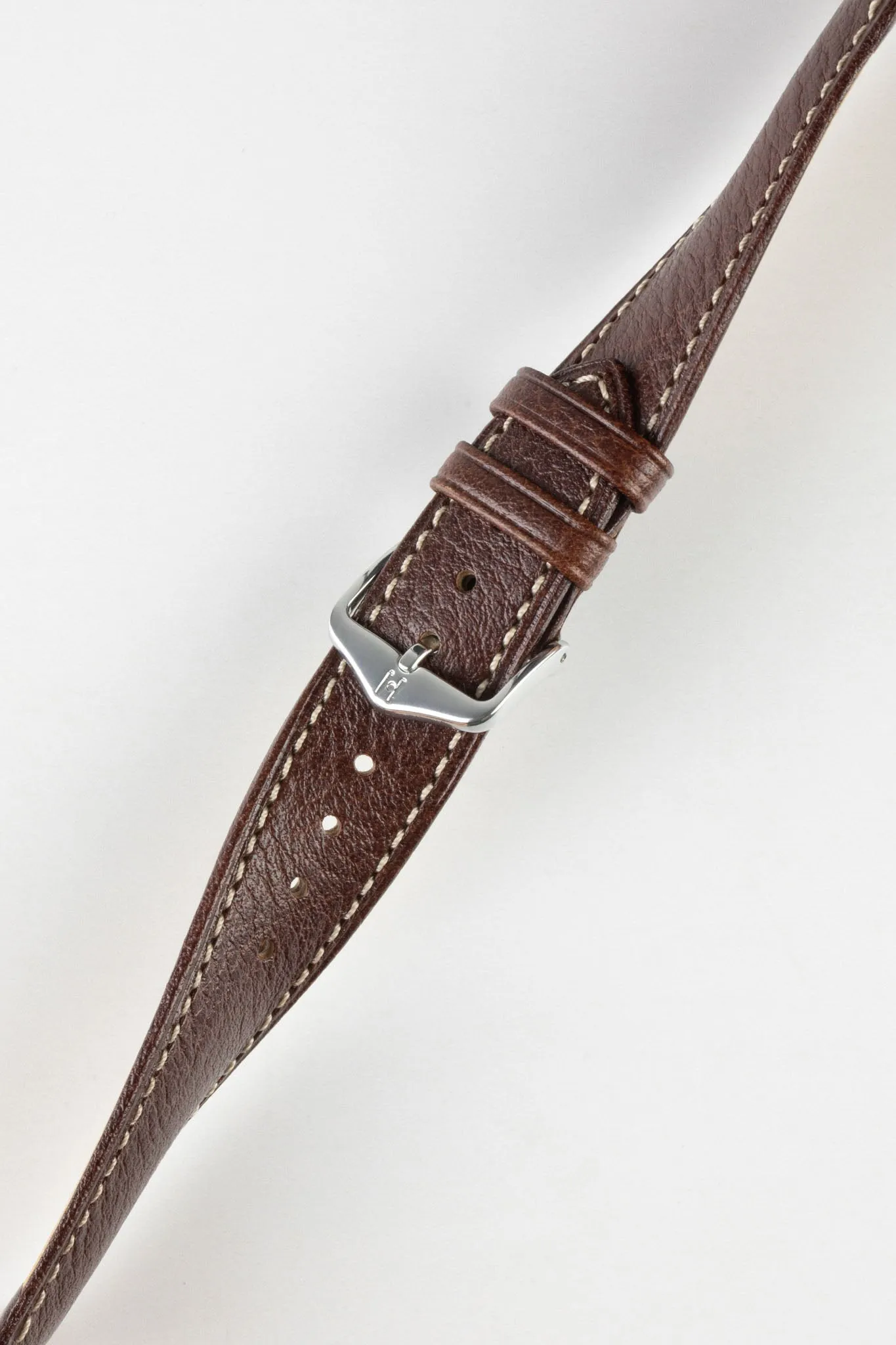 Hirsch BOSTON NQR Buffalo Calfskin Leather Watch Strap in BROWN
