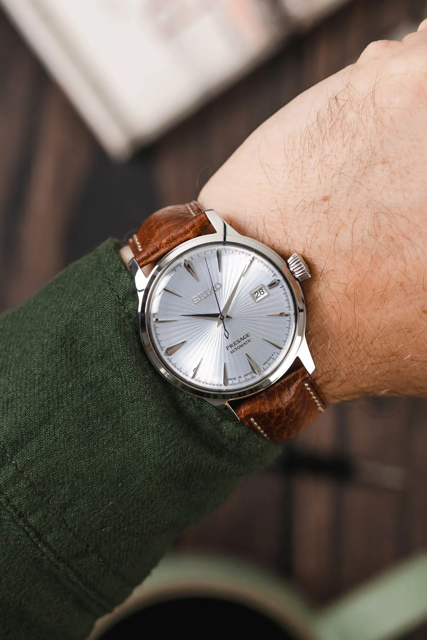 Hirsch BOSTON NQR Buffalo Calfskin Leather Watch Strap in GOLD BROWN