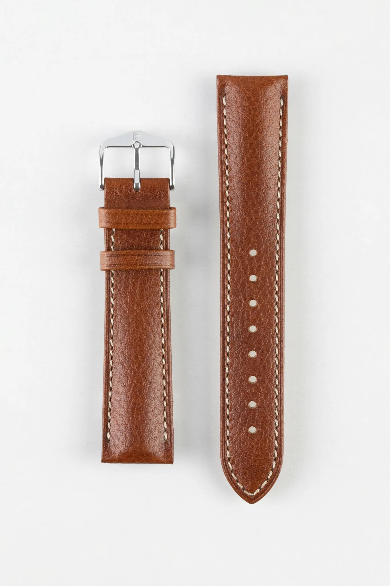 Hirsch BOSTON NQR Buffalo Calfskin Leather Watch Strap in GOLD BROWN
