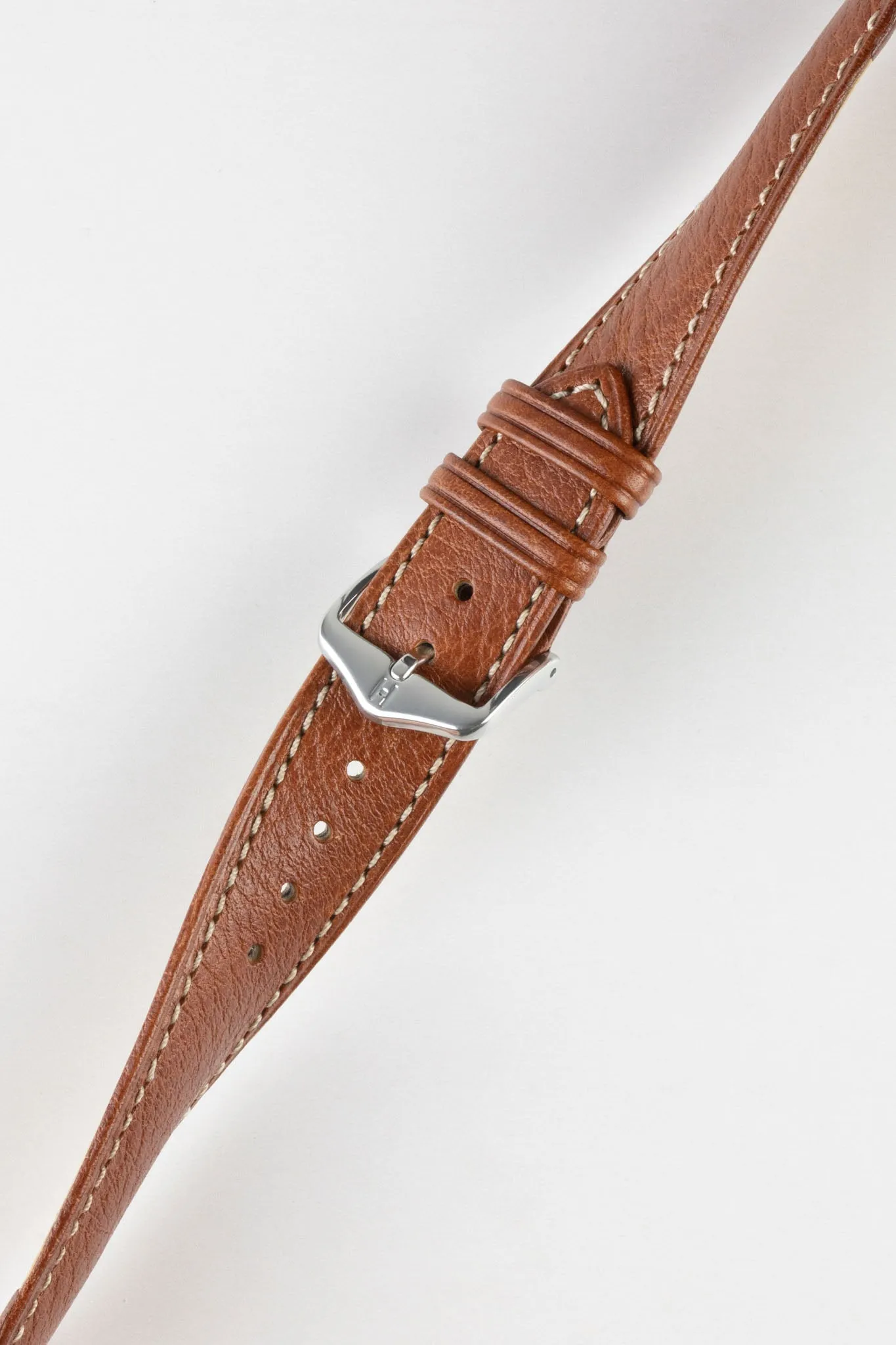 Hirsch BOSTON NQR Buffalo Calfskin Leather Watch Strap in GOLD BROWN