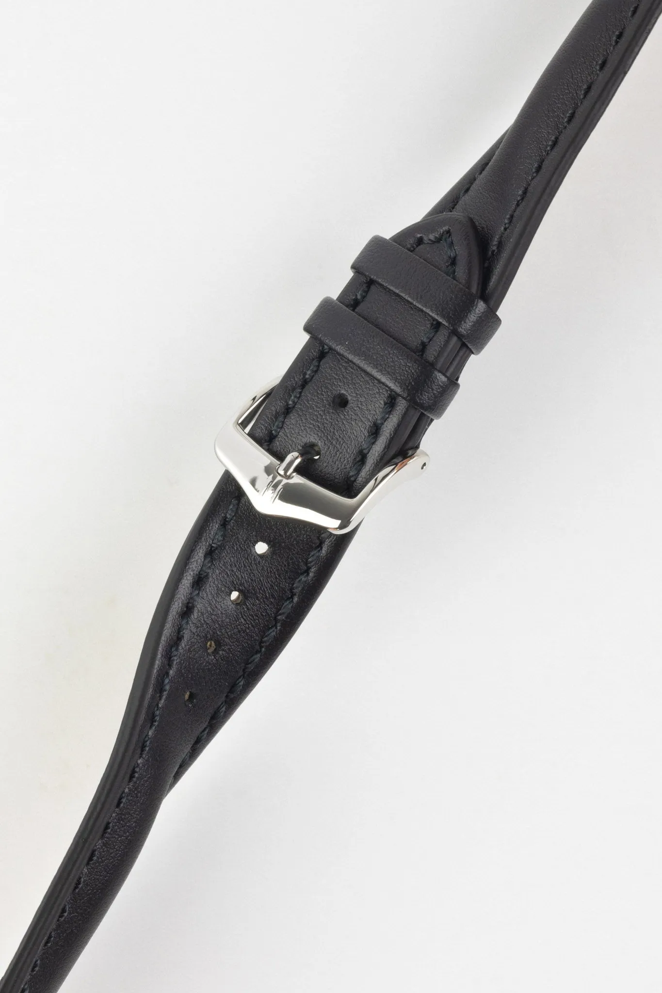 Hirsch HEAVY CALF Water-Resistant Calf Leather Watch Strap in BLACK / BLACK