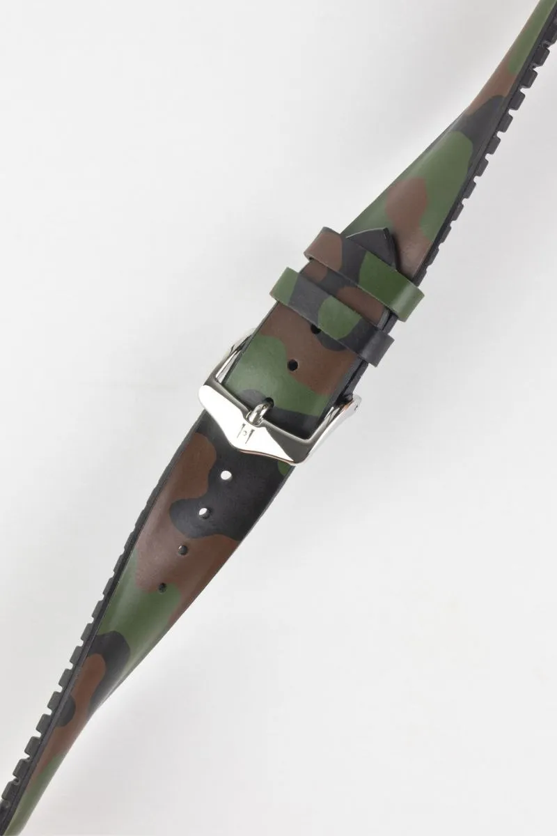 Hirsch JOHN Natural Rubber Performance Watch Strap in GREEN CAMOUFLAGE