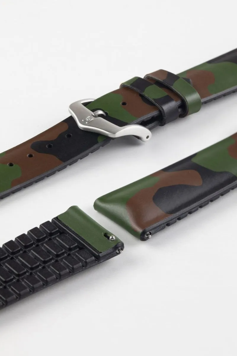 Hirsch JOHN Natural Rubber Performance Watch Strap in GREEN CAMOUFLAGE