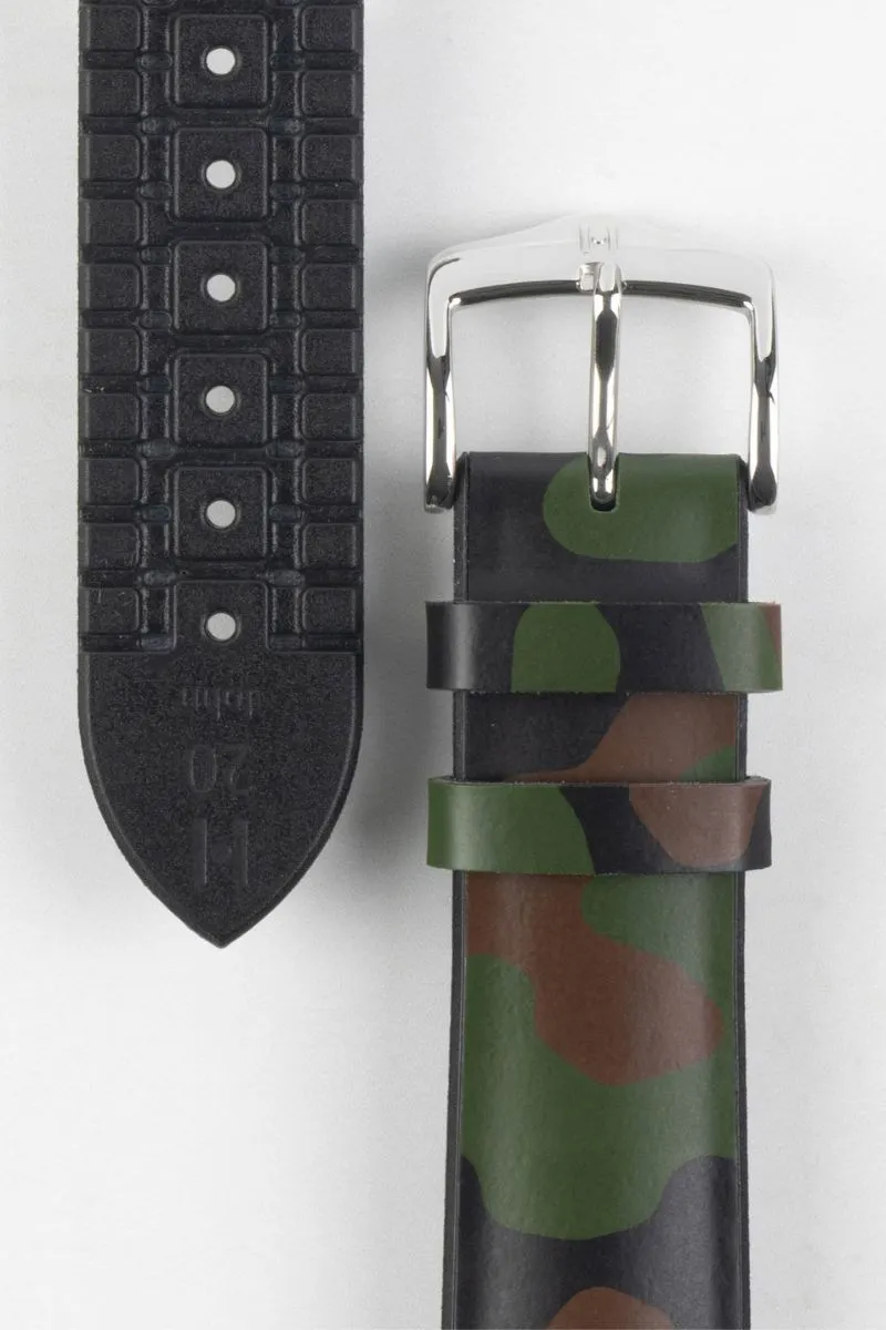 Hirsch JOHN Natural Rubber Performance Watch Strap in GREEN CAMOUFLAGE