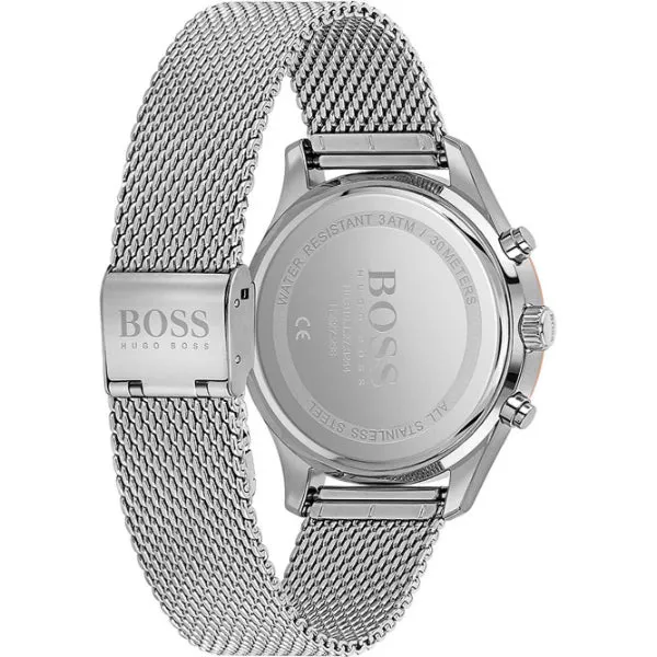 HUGO BOSS Associate Silver Stainless Steel Black Dial Chronograph Quartz Watch for Gents - 1513805