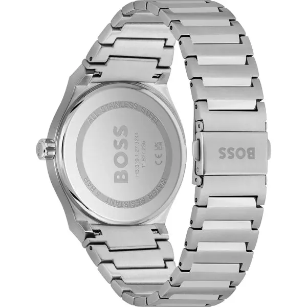 Hugo Boss Candor Silver Stainless Steel Green Dial Quartz Watch for Gents - Boss 1514079