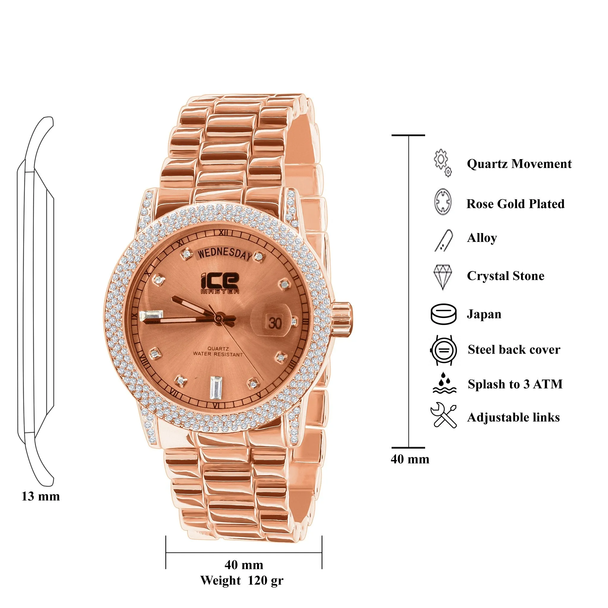 Iced Out Gold Plated Bling Metal Watch